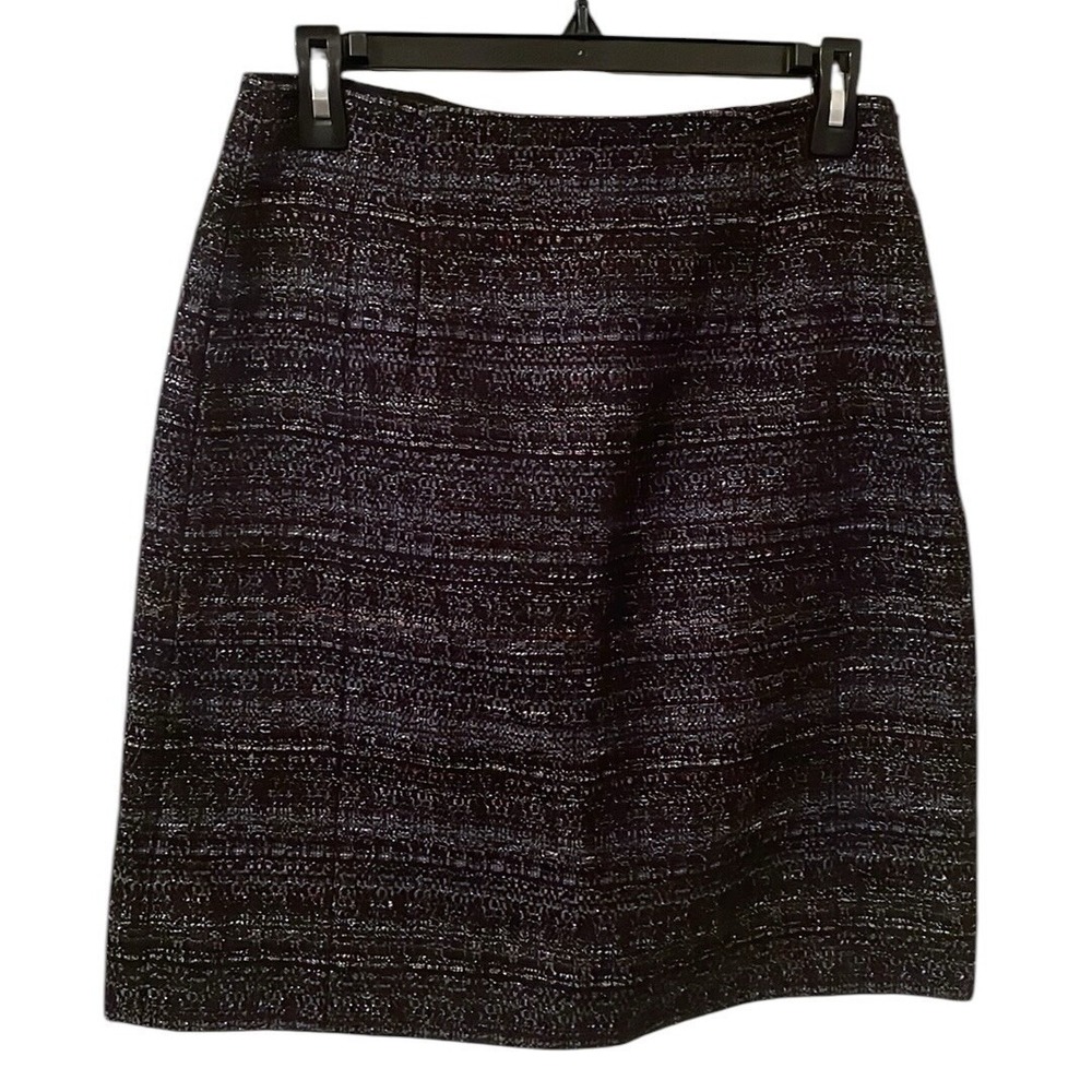 Brooks Brothers‎ Women's Black Multicolor Tweed Knee Length Lined Skirt Size 4